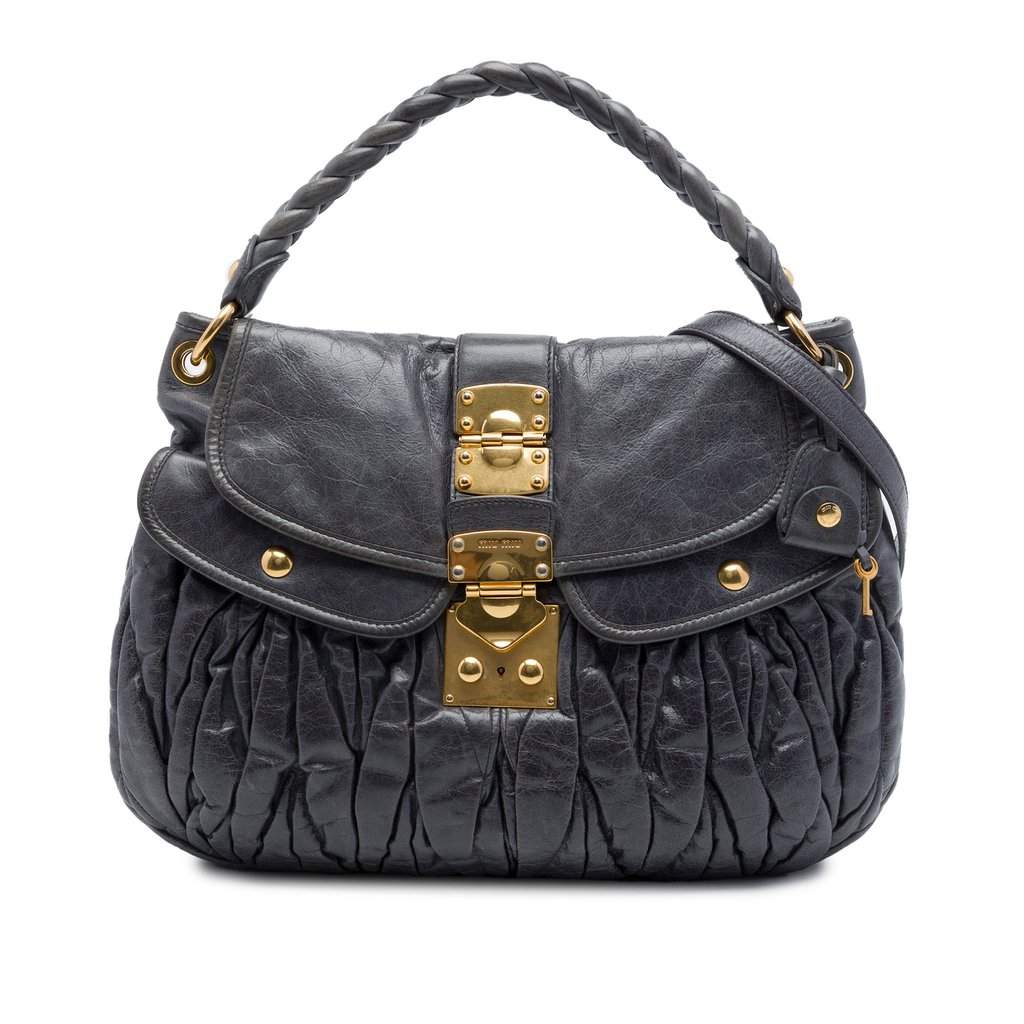 Miu Miu Matelasse Nappa Coffer Satchel Purple Leather Very good - Front View