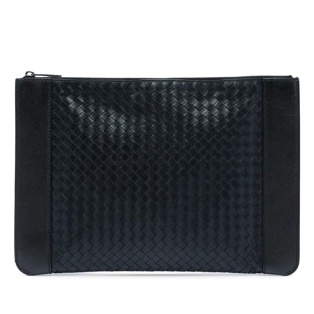 Bottega Veneta Nappa Intrecciato Clutch Black Leather Very good - Front View