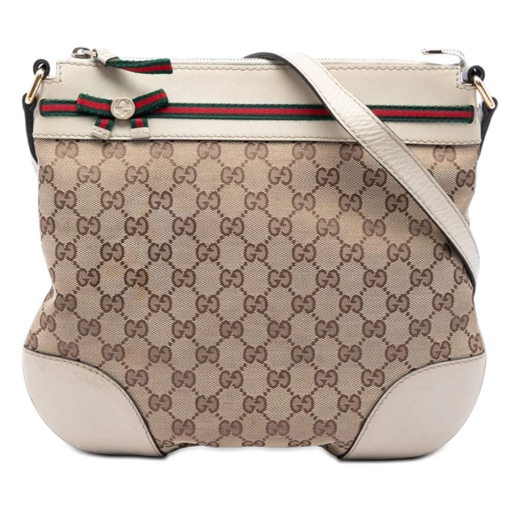 Gucci GG Canvas Web Mayfair Crossbody Beige Very good condition - Front View