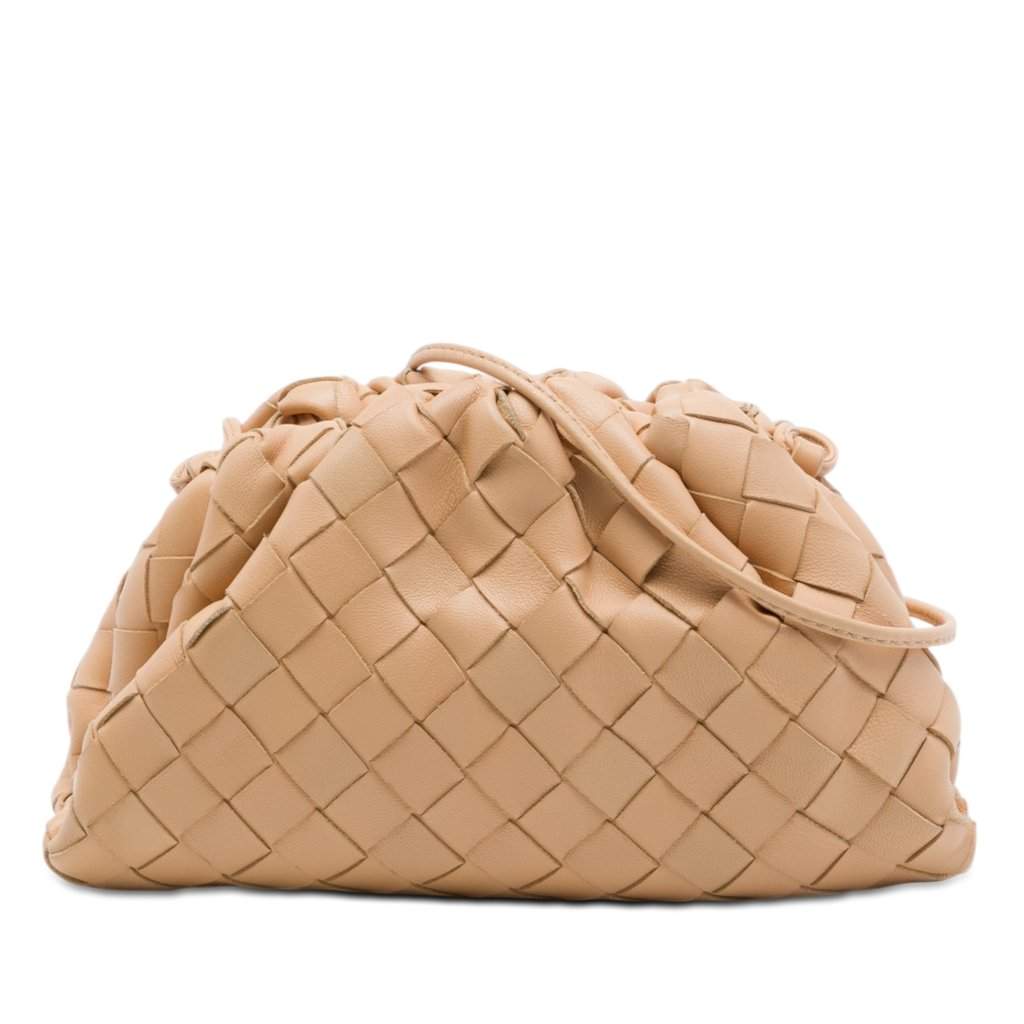 Bottega Veneta Nappa Intrecciato The Mini Pouch Crossbody Brown Leather Very good - Front View