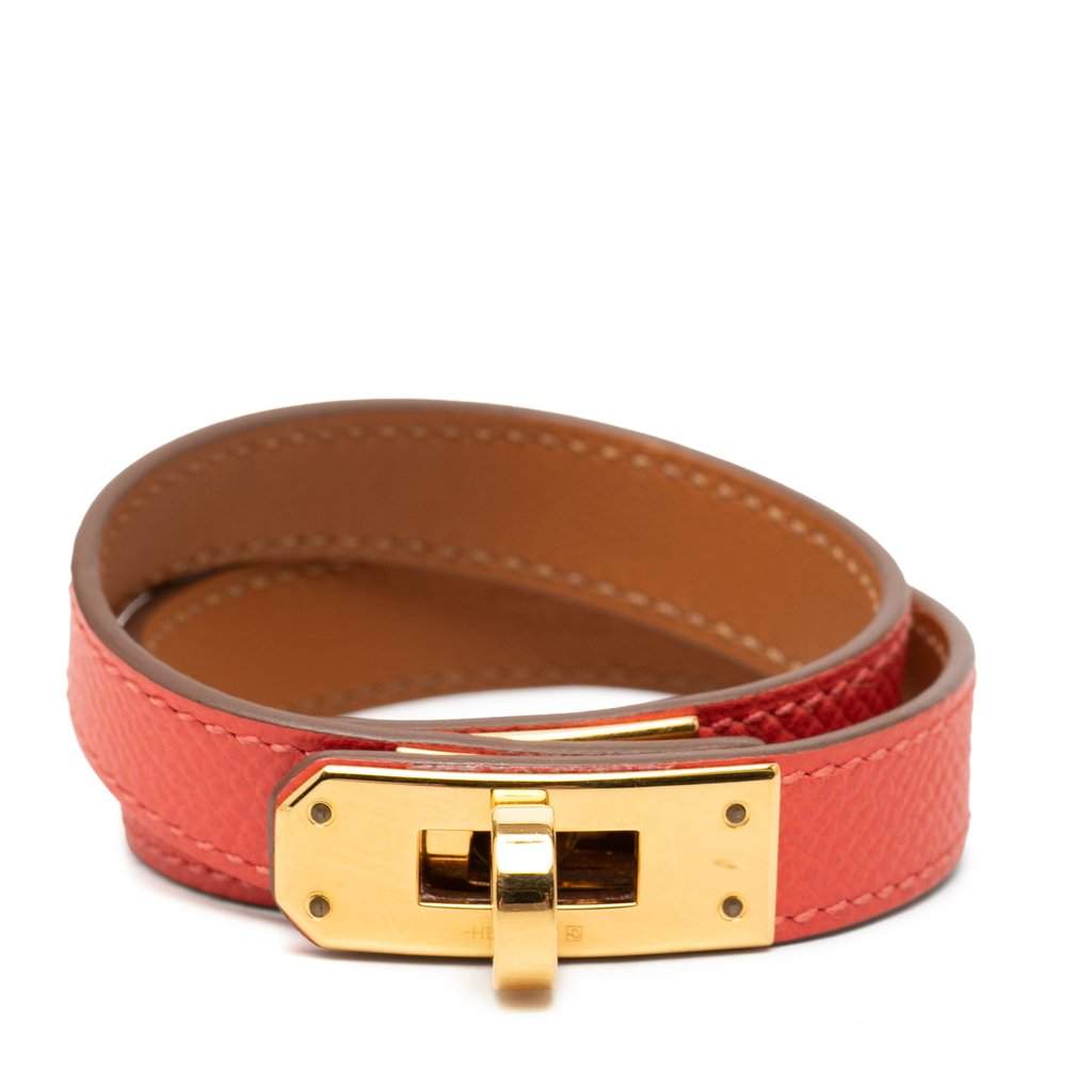 Hermès Leather Kelly Double Tour Bracelet Orange Leather Very good condition - Front View