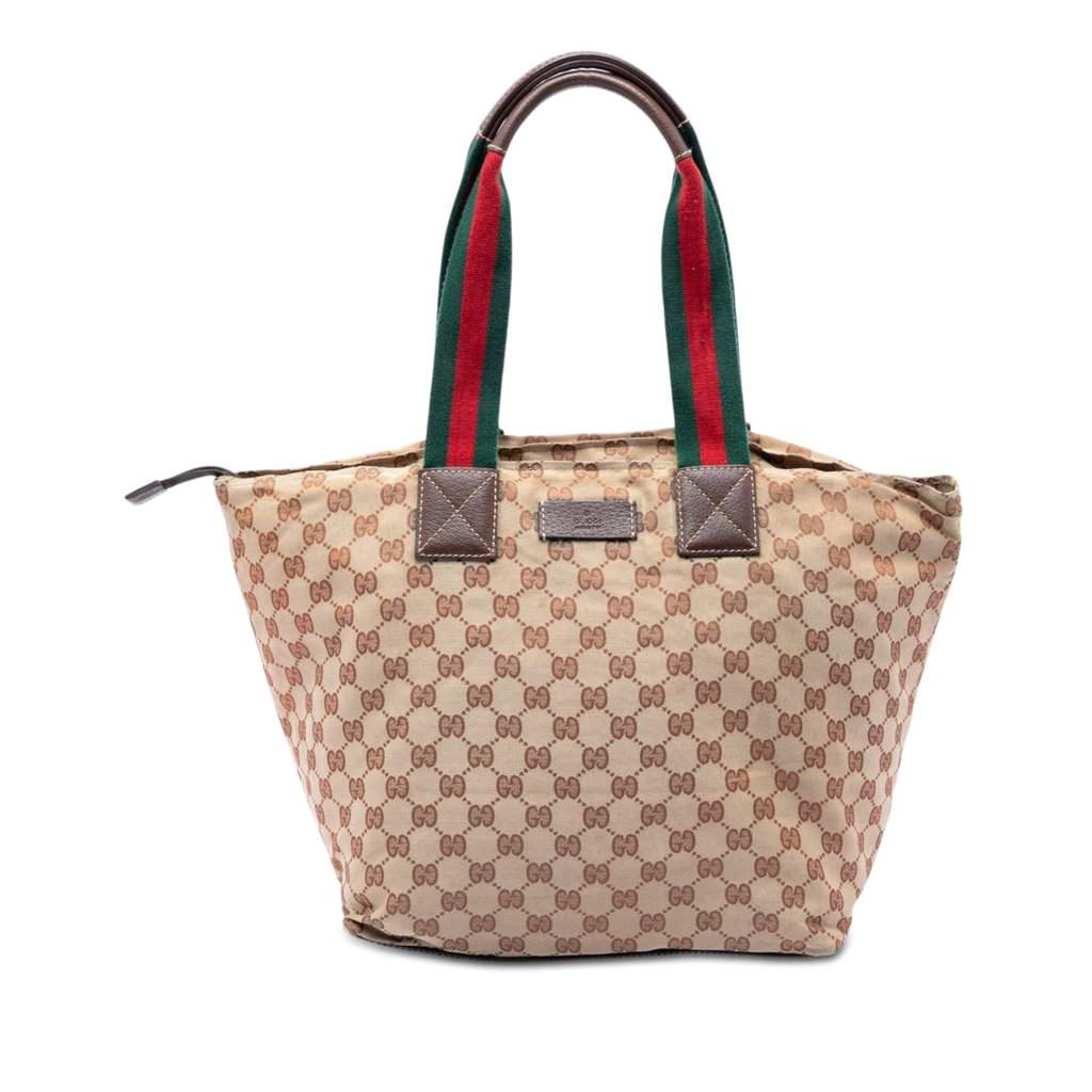 Gucci GG Canvas Web Tote Beige Very good - Front View