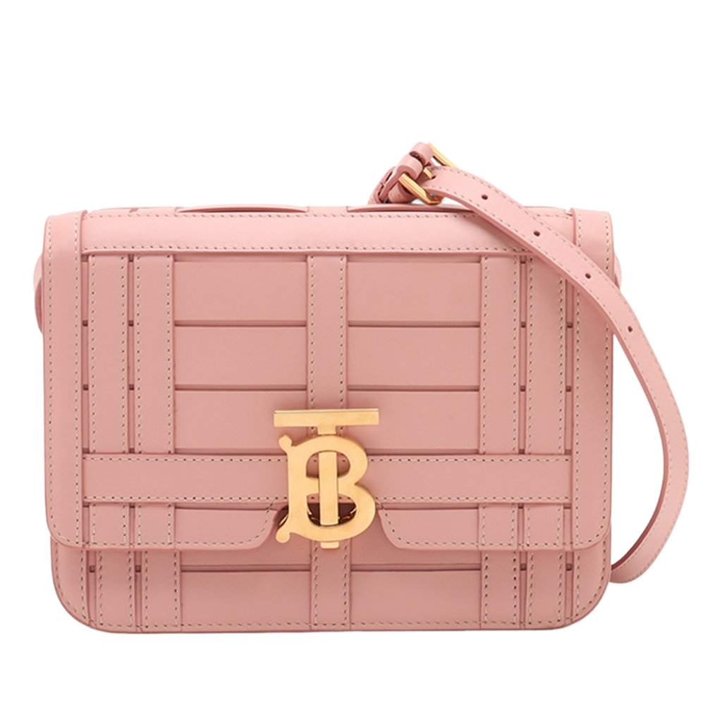 Burberry Small TB Monogram Woven Calfskin Crossbody Pink Leather Very good condition - Front View