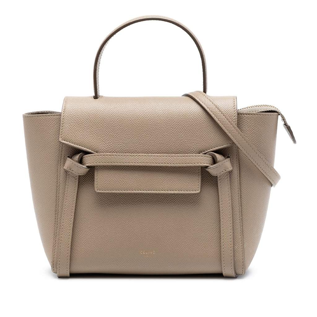Celine Nano Grained Calfskin Belt Bag Brown Leather Very good condition - Front View
