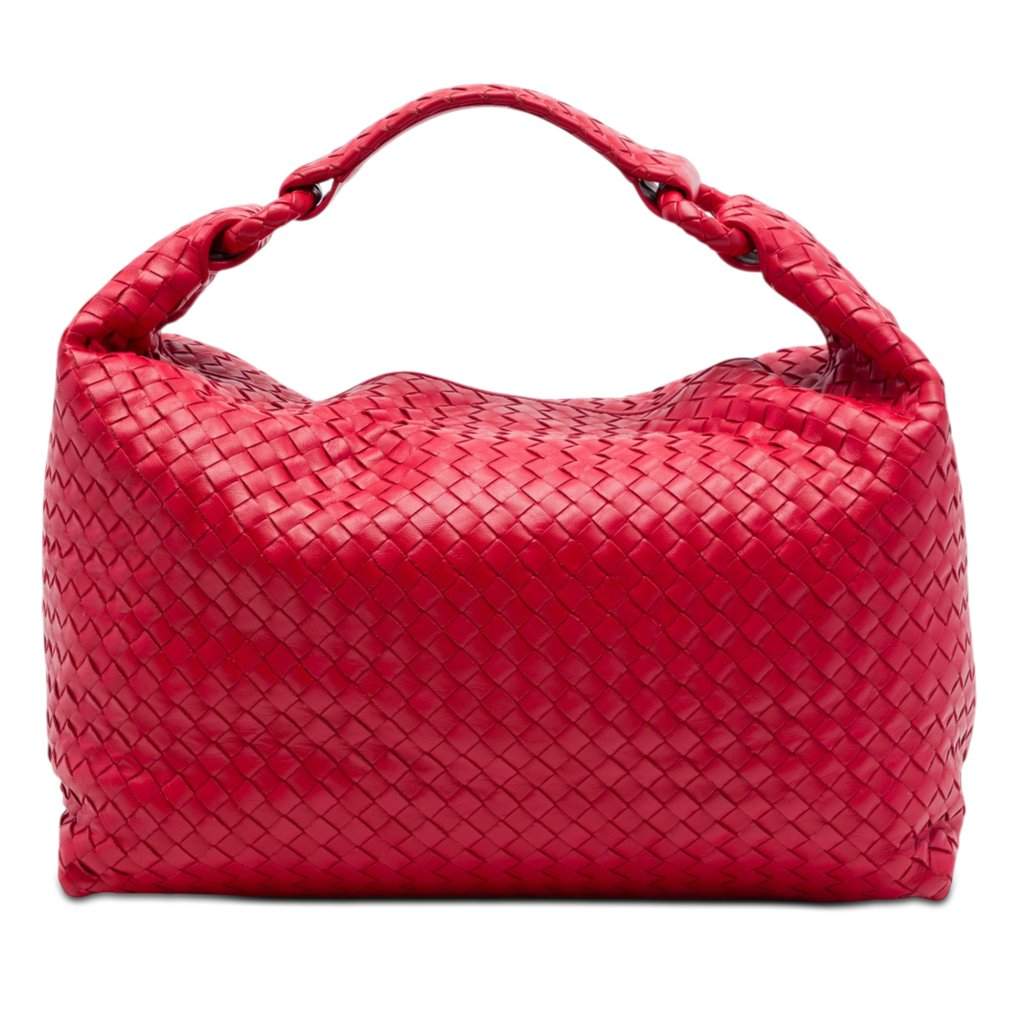 Bottega Veneta Nappa Intrecciato Shoulder Bag Red Leather Very good - Front View