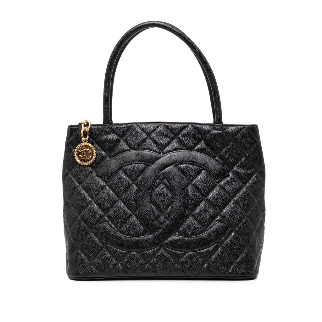 Chanel Caviar Medallion Tote Black Leather Very good condition - Front View