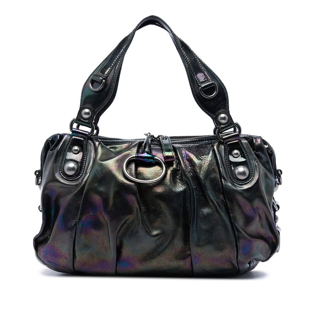 Gucci Patent Icon Bit Satchel Black Leather Very good condition - Front View