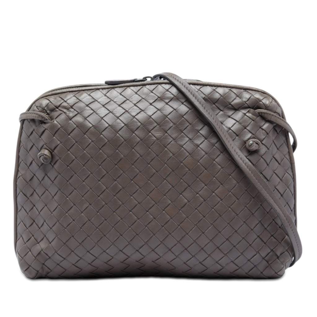 Bottega Veneta Nappa Intrecciato Nodini Crossbody Brown Leather Very good - Front View