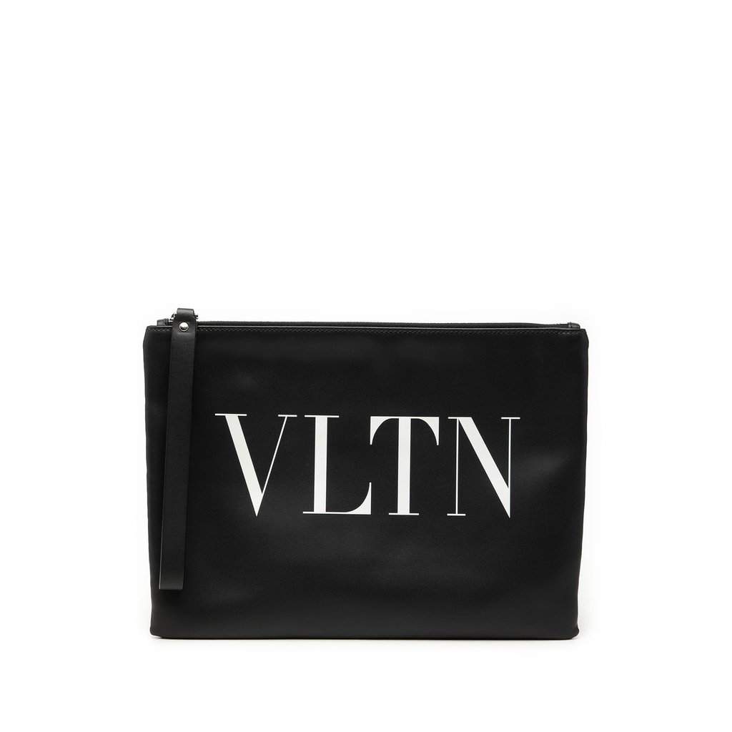 Valentino Leather VLTN Clutch Black Leather Very good - Front View