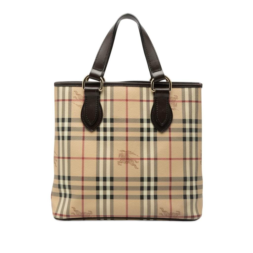 Burberry Haymarket Check Coated Canvas Tote Beige Very good condition - Front View