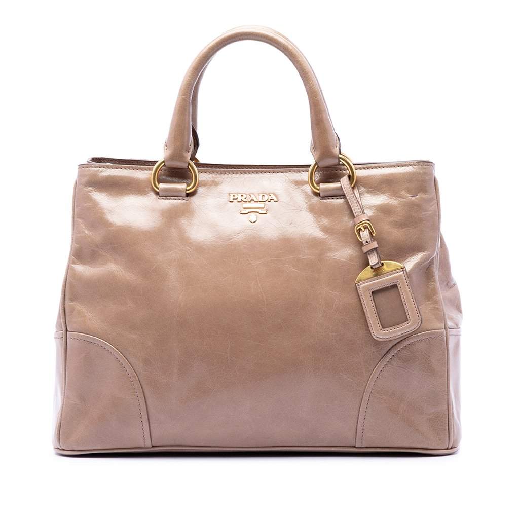 Prada Vitello Shine Satchel Brown Leather Very good condition - Front View