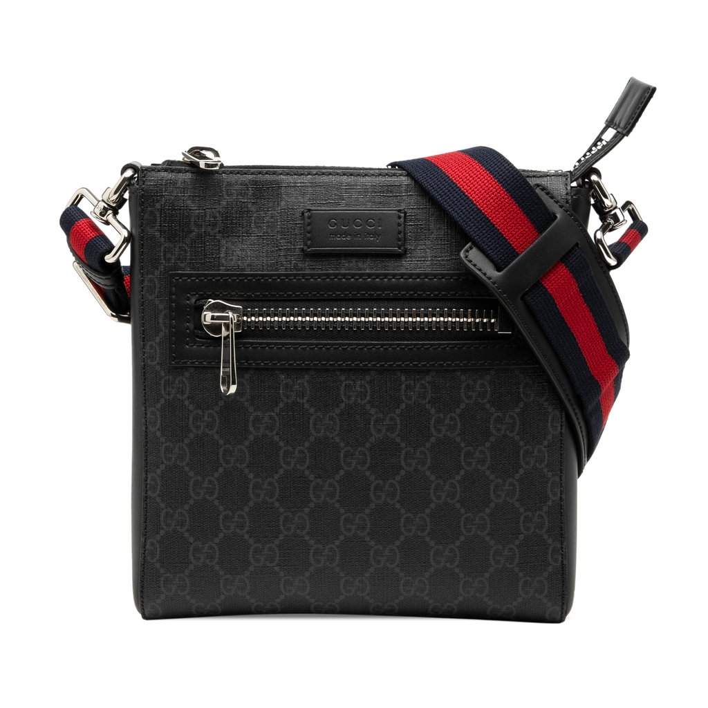 Gucci Small GG Supreme Web Messenger Bag Black Very good condition - Front View
