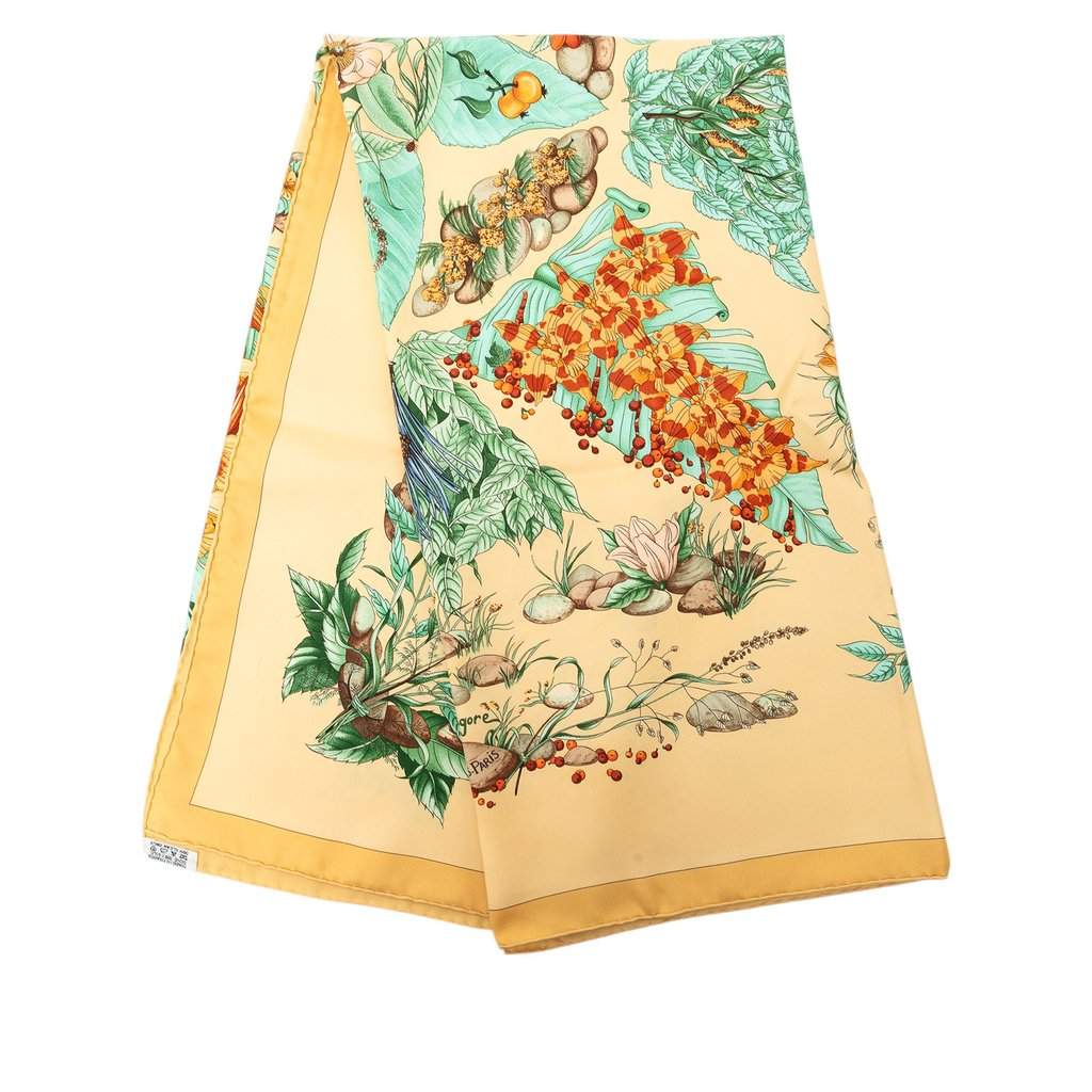 Hermès Pythagore Silk Scarf 90 Yellow Very good - Front View
