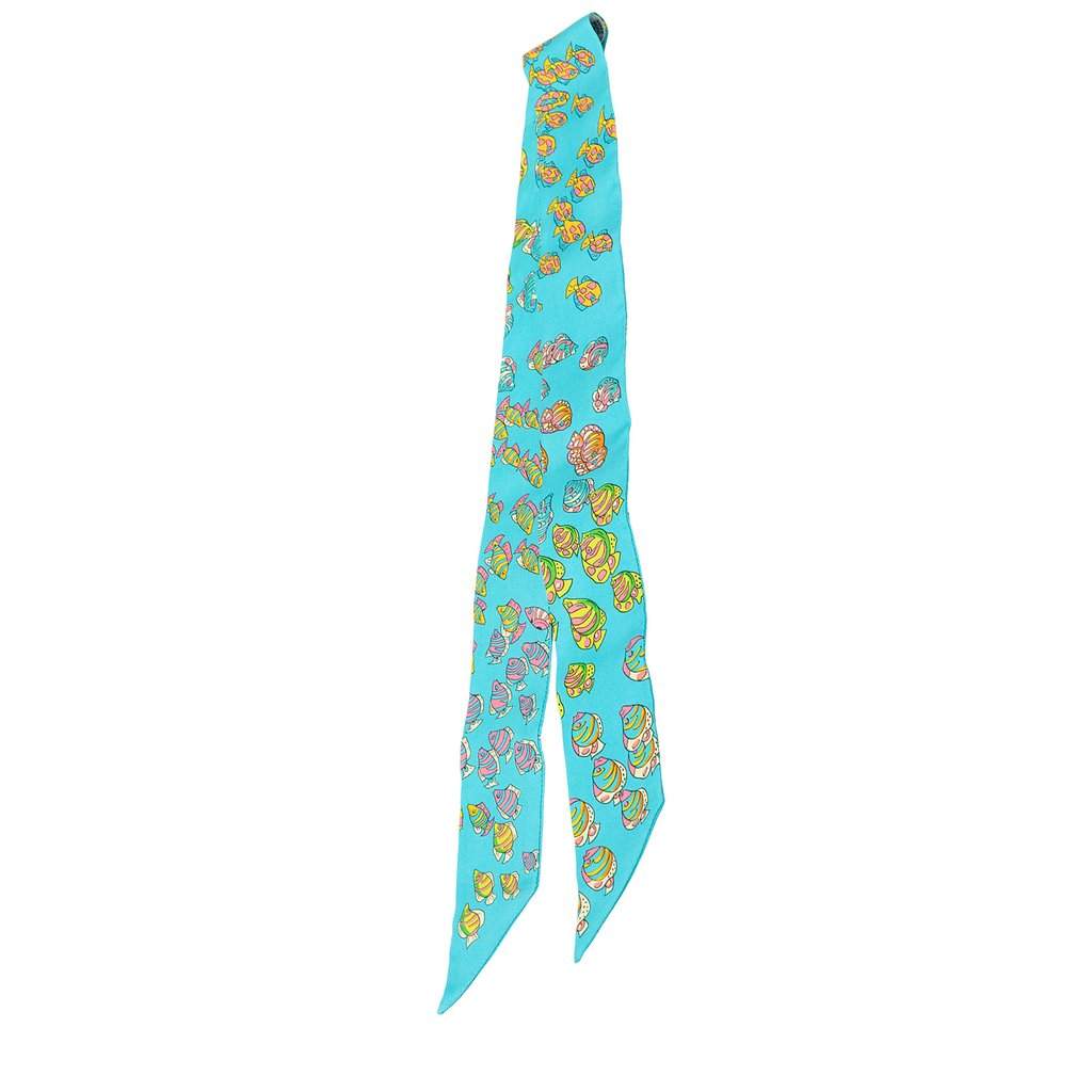 Hermès Rencontre Oceane Silk Twilly Scarf Blue Very good - Front View