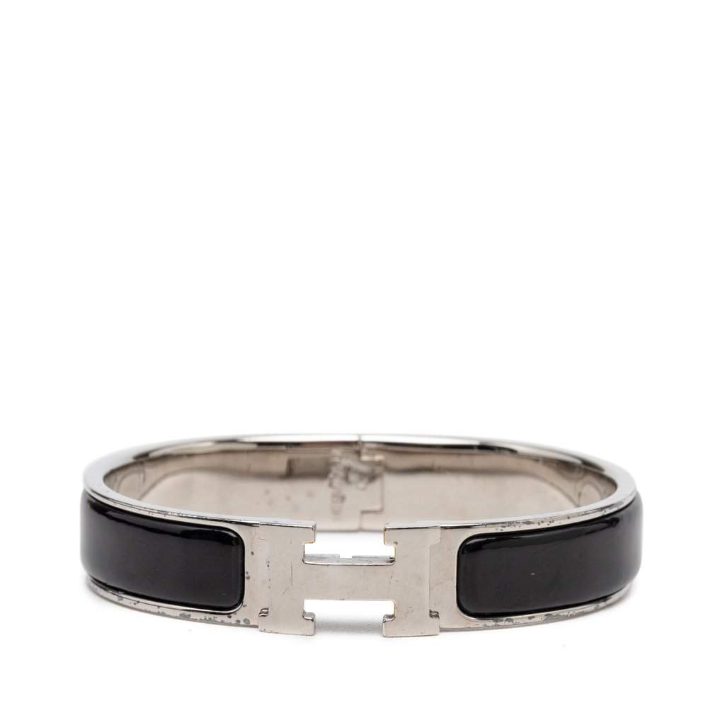 Hermès Narrow Enamel Clic H Bracelet PM Black Very good condition - Front View