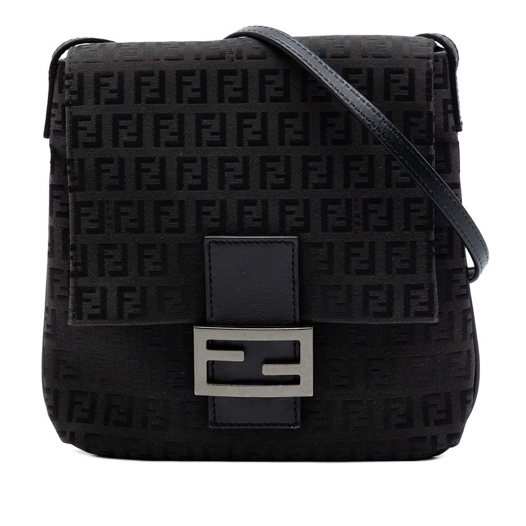 Fendi Zucchino Canvas Crossbody Black Very good condition - Front View