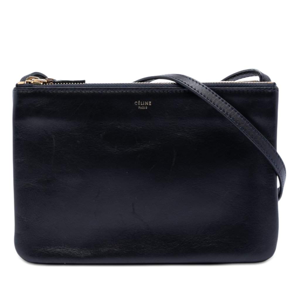 Celine Small Lambskin Trio Crossbody Blue Leather Very good condition - Front View
