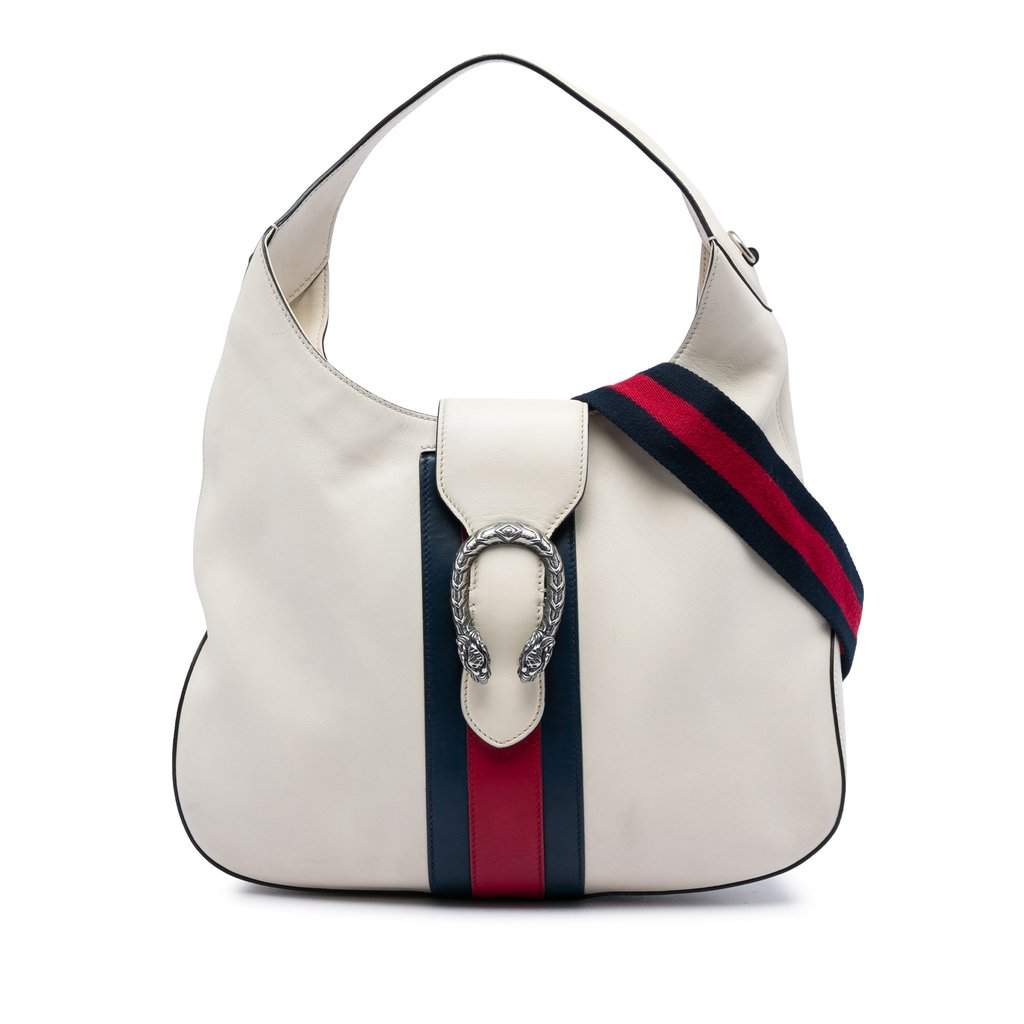 Gucci Calfskin Dionysus Web Satchel White Leather Very good - Front View