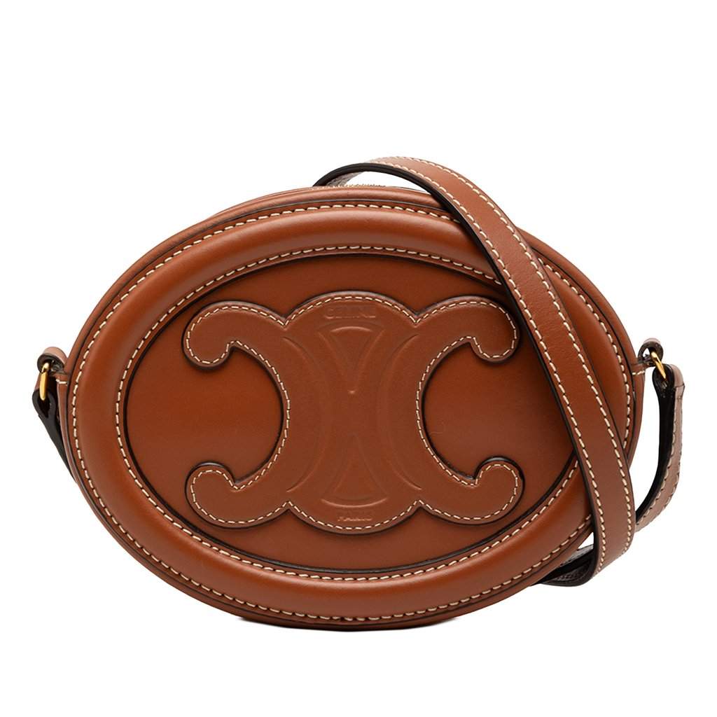 Celine Small Calfskin Cuir Triomphe Oval Crossbody Brown Leather Very good condition - Front View