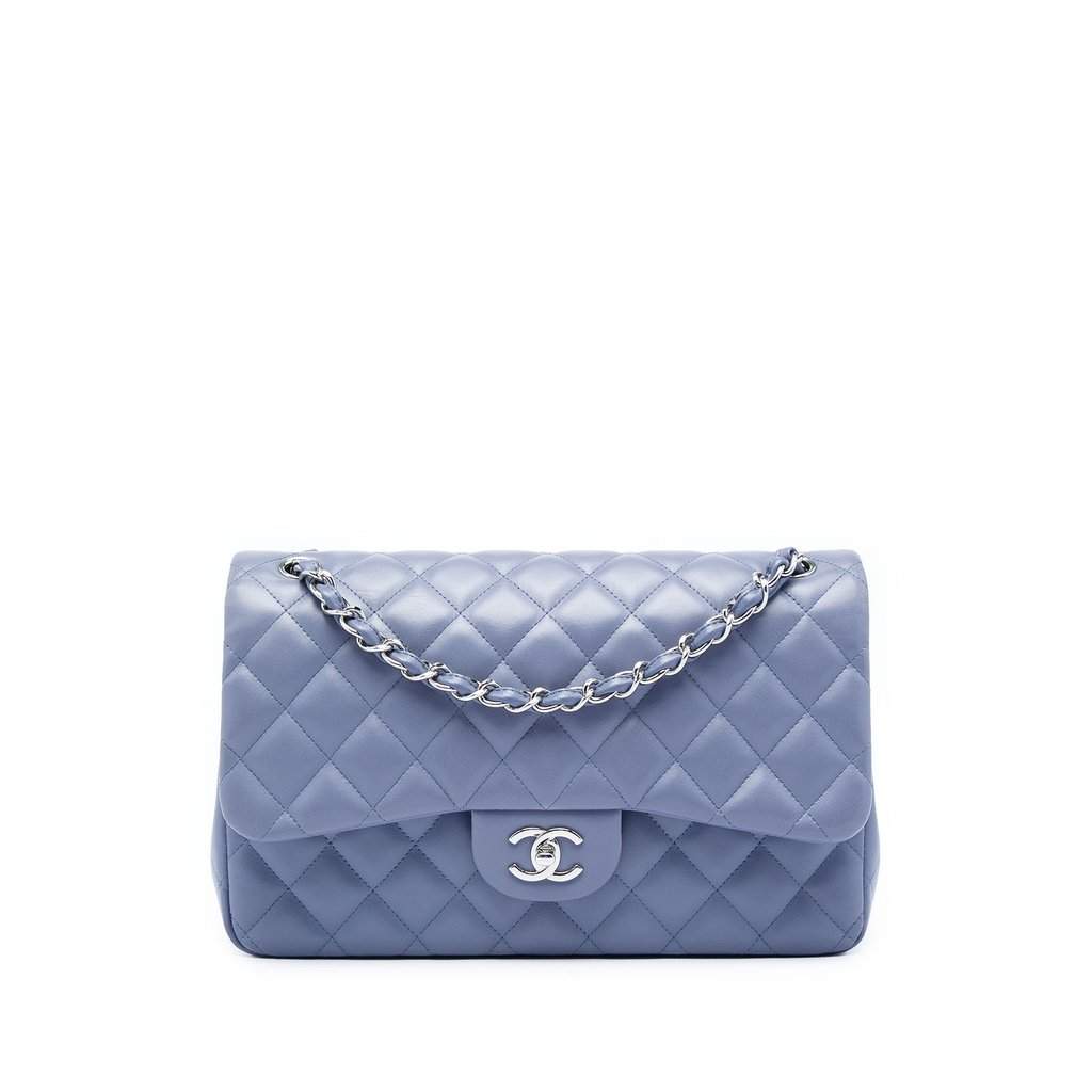 Chanel Jumbo Classic Lambskin Double Flap Purple Leather Very good - Front View