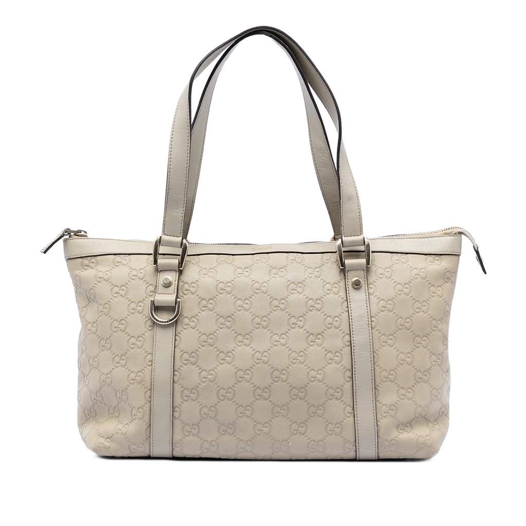 Gucci Guccissima Abbey D Ring Tote White Leather Very good condition - Front View