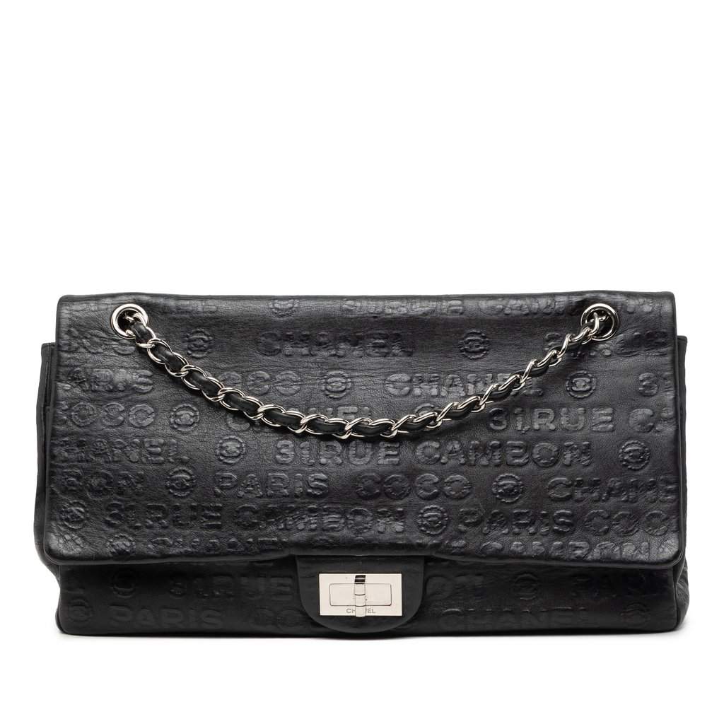 Chanel Maxi Embossed Calfskin 31 Rue Cambon Reissue 2.55 Double Flap Black Leather Very good condition - Front View