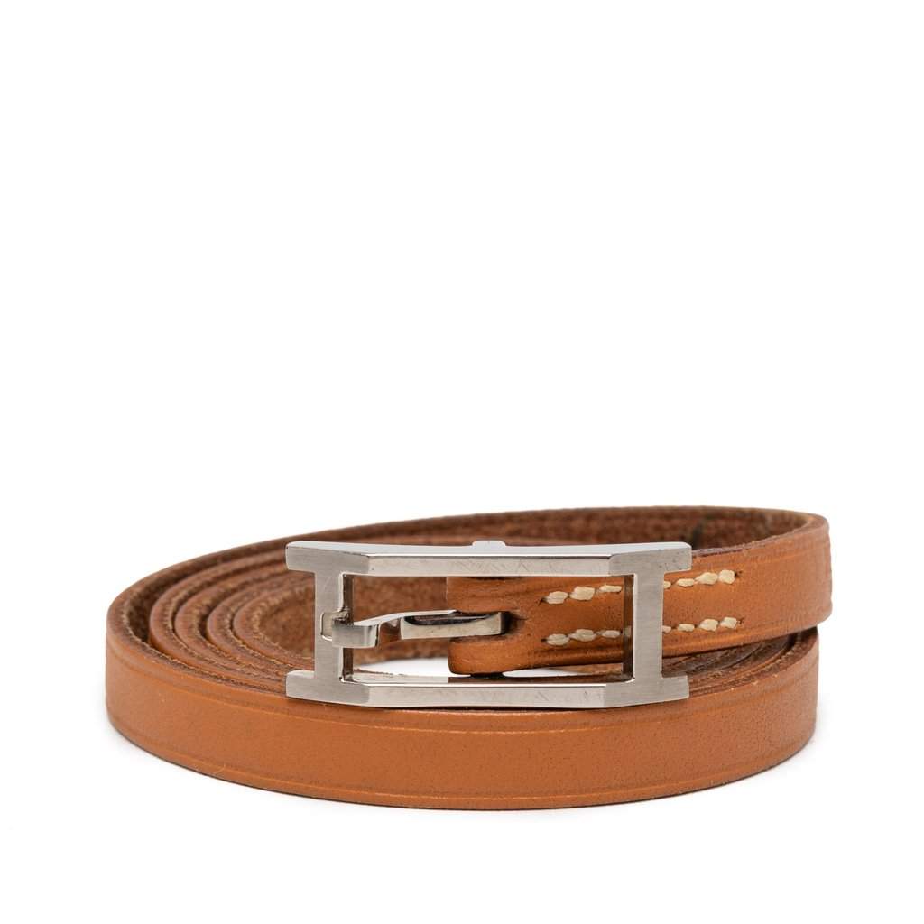 Hermès Leather Behapi Double Tour Bracelet Brown Leather Very good - Front View