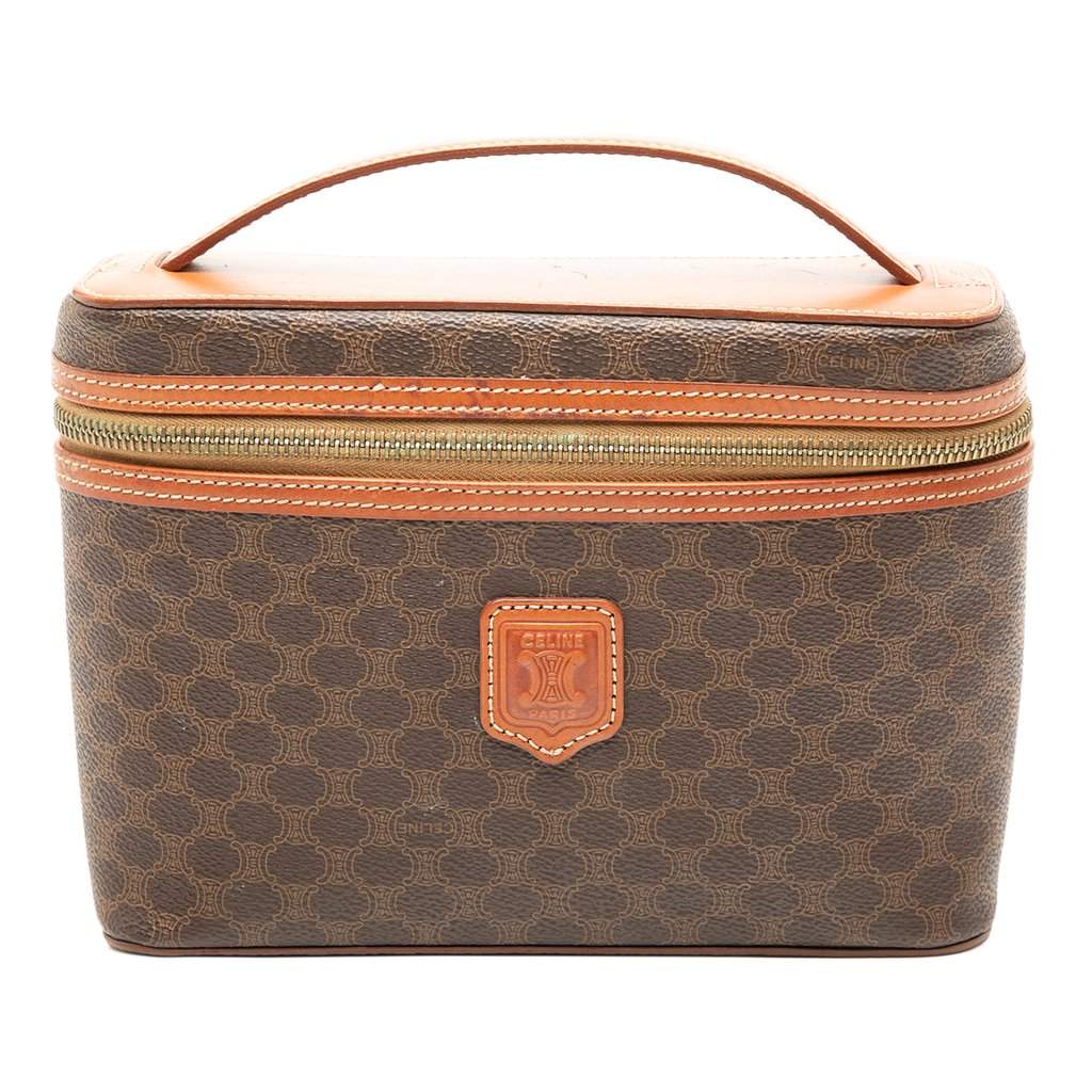 Celine Macadam Coated Canvas Vanity Bag Brown Very good condition - Front View
