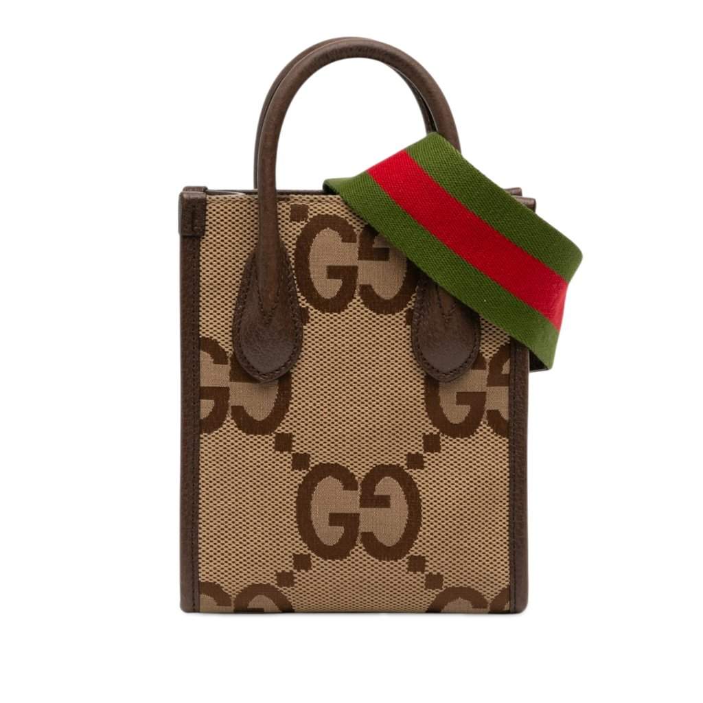 Gucci Mini Jumbo GG Canvas Web Satchel Beige Very good - Front View