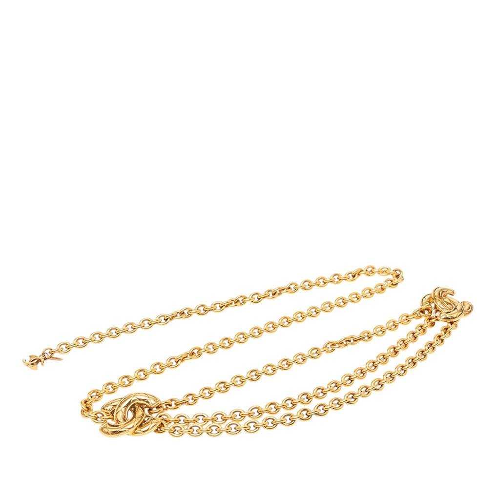 Chanel Gold Plated Quilted CC Triple Chain Belt Gold Metal Very good condition - Front View