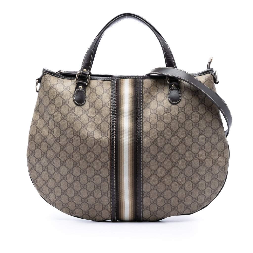 Gucci GG Supreme Web Hobo Beige Very good condition - Front View