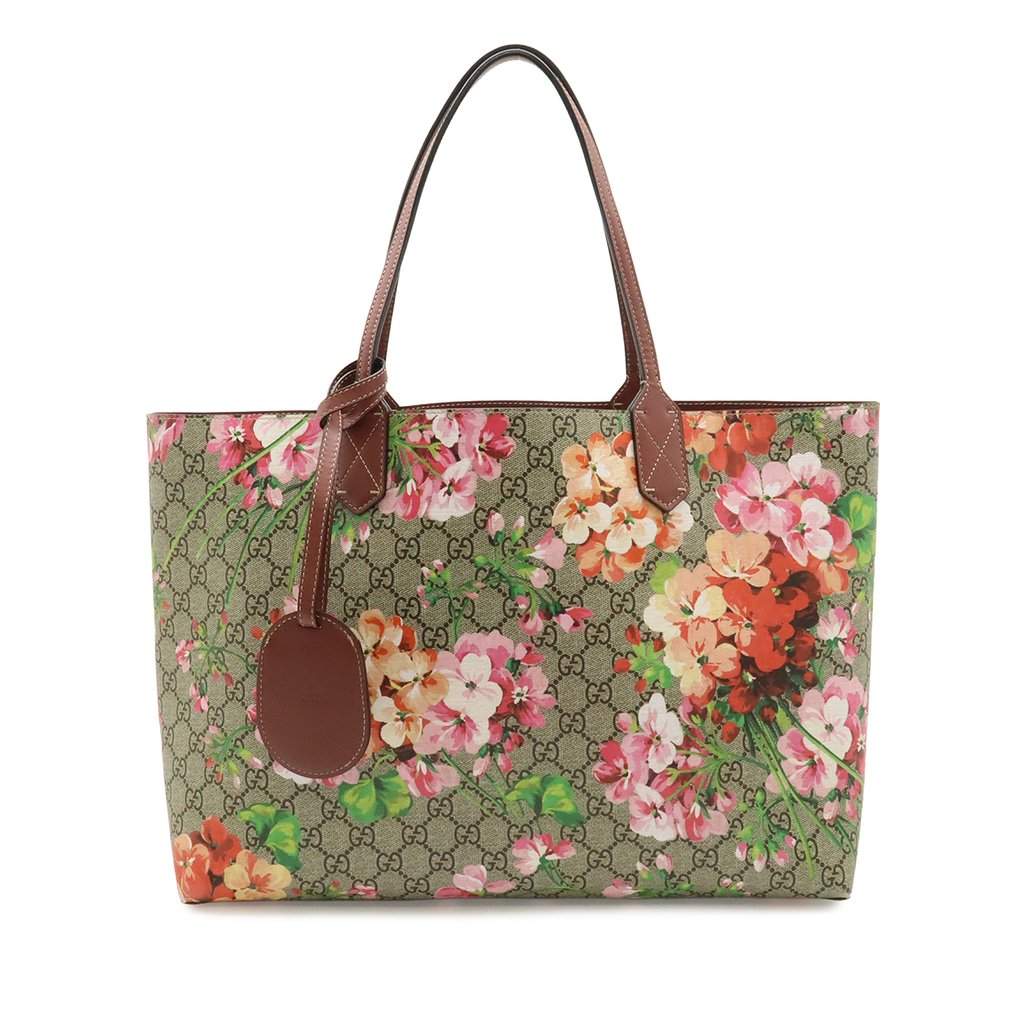 Gucci GG Supreme Blooms Reversible Tote Beige Very good condition - Front View
