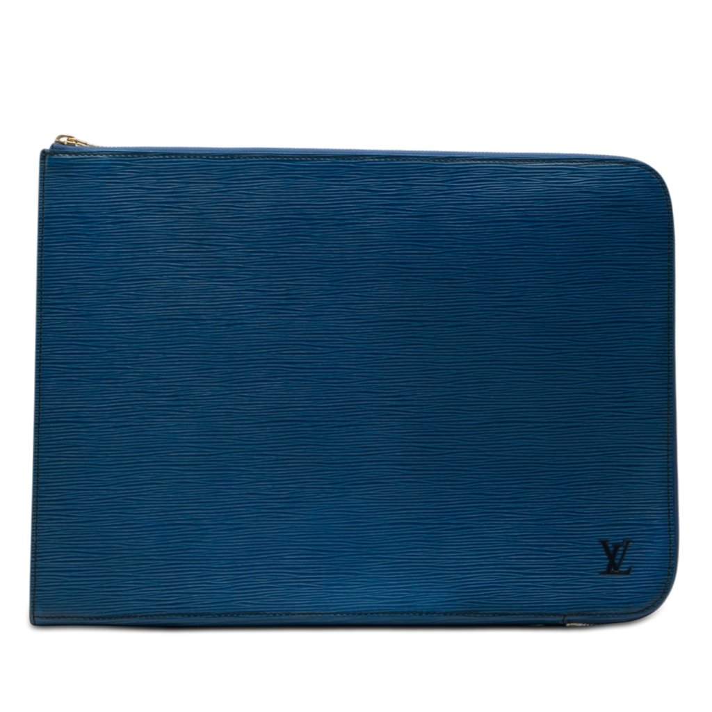 Louis Vuitton Epi Poche Documents Portfolio Blue Leather Very good condition - Front View
