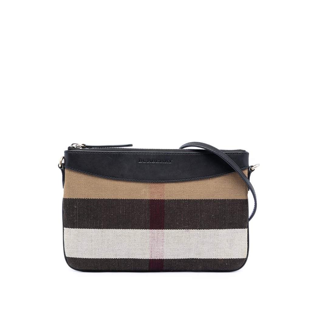 Burberry Mega Check Canvas Peyton Crossbody Brown Very good condition - Front View