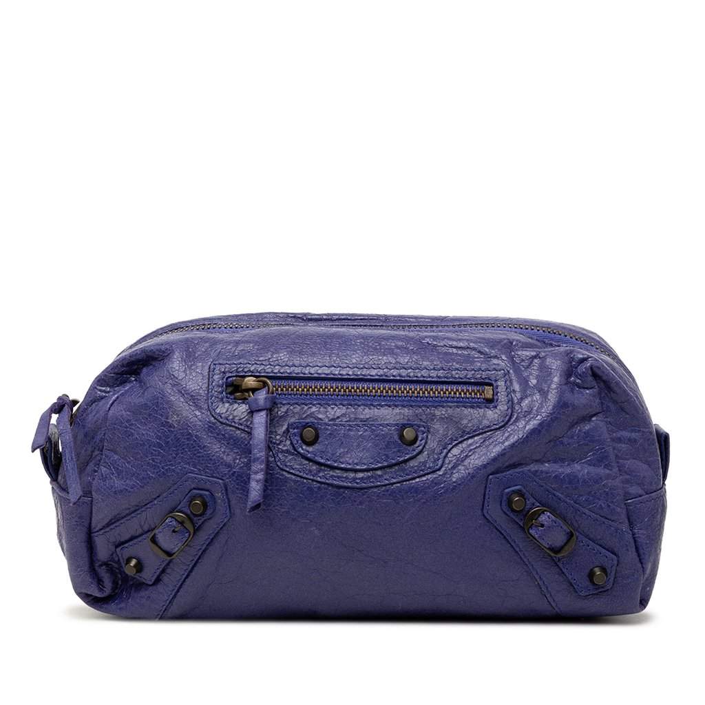 Balenciaga Lambskin Motocross Classic Pencil Case M Purple Leather Very good condition - Front View