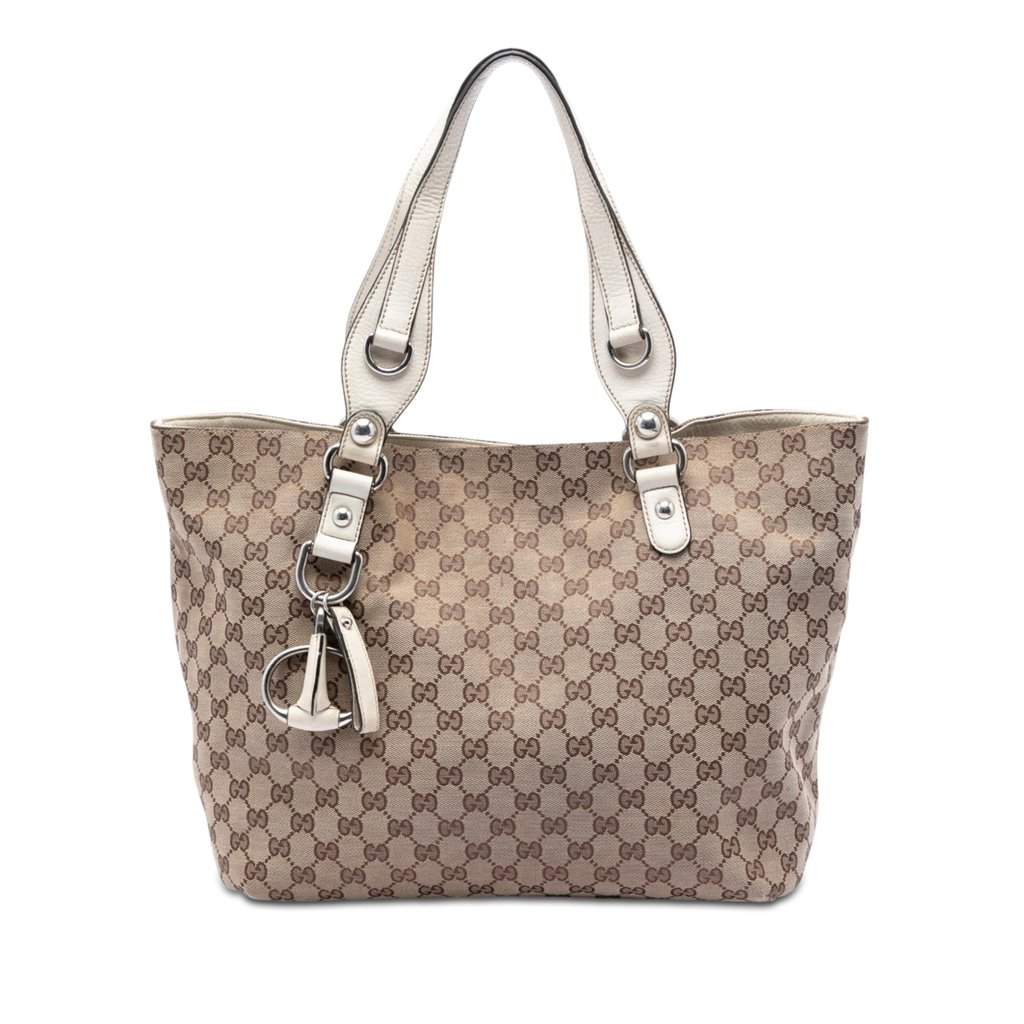 Gucci Medium GG Canvas Icon Bit Tote Beige Very good condition - Front View