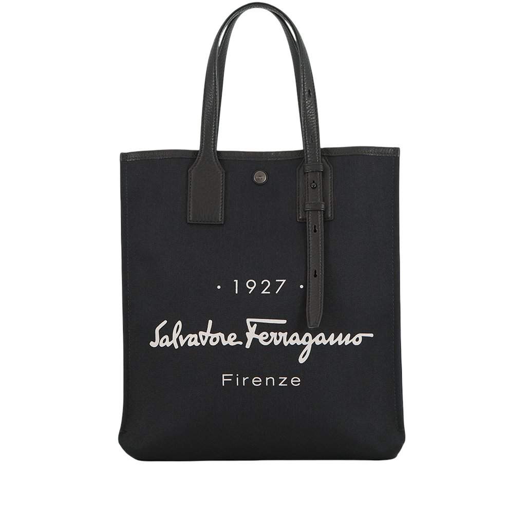 Ferragamo Canvas 1927 Signature Tote Black Very good condition - Front View