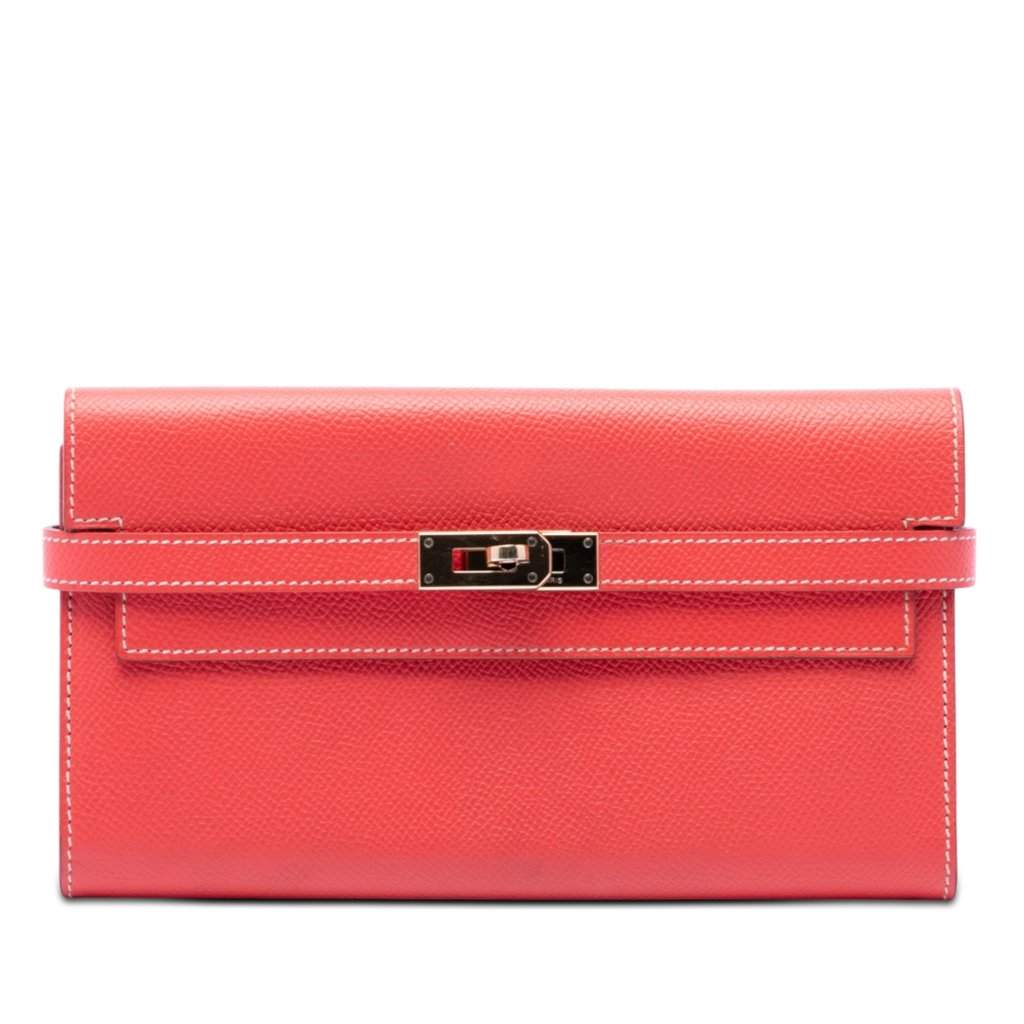 Hermès Epsom Kelly Longue Wallet Pink Leather Very good condition - Front View