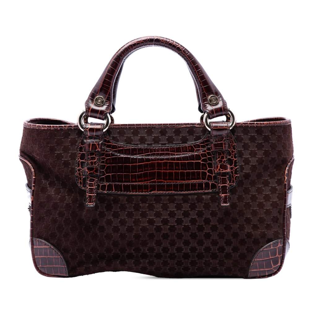 Celine Macadam Suede Boogie Handbag Brown Leather Very good condition - Front View