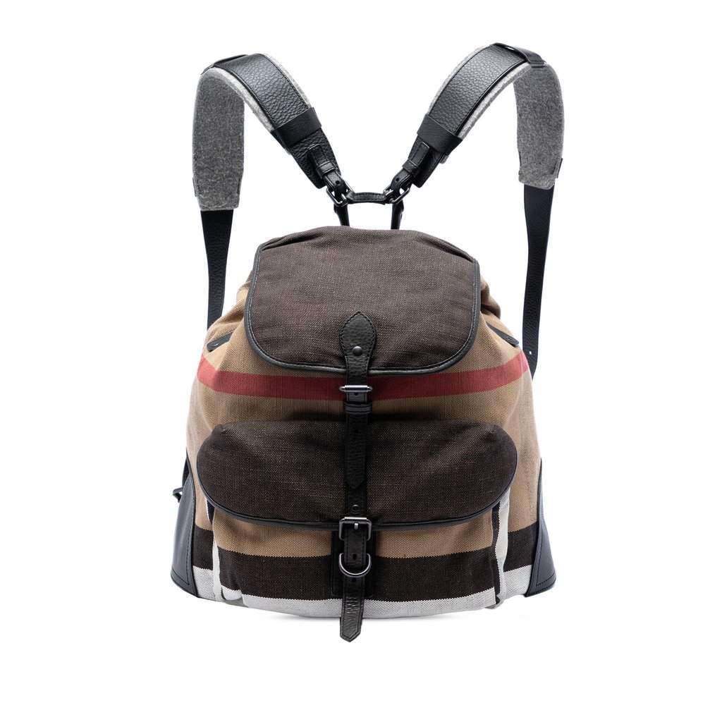 Burberry Mega Check Canvas Korbin Backpack Brown Very good condition - Front View