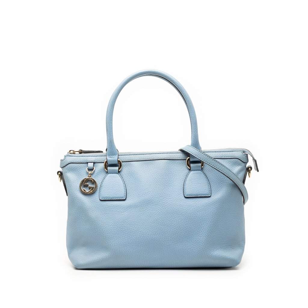 Gucci Dollar Calfskin GG Charm Satchel Blue Leather Very good condition - Front View