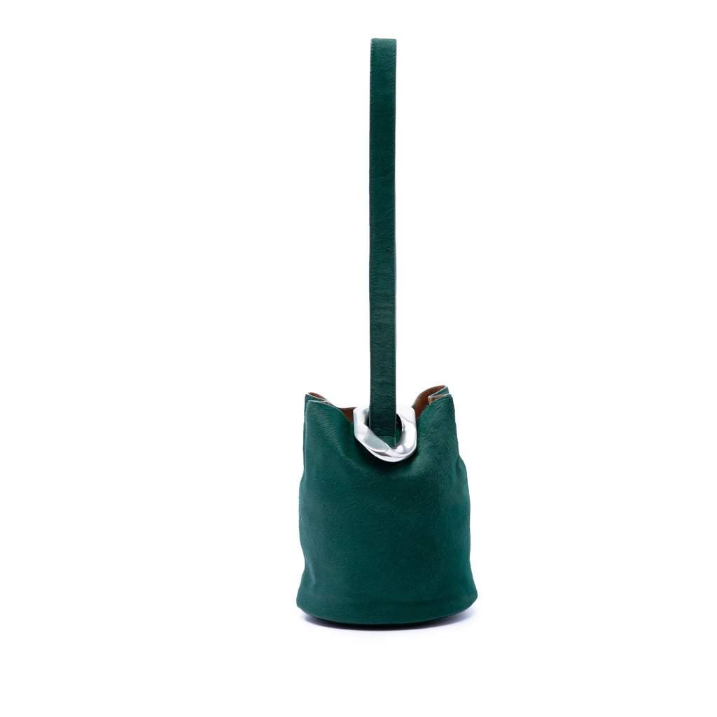 Bottega Veneta Small Pony Hair Drop Bucket Bag Green Very good - Front View