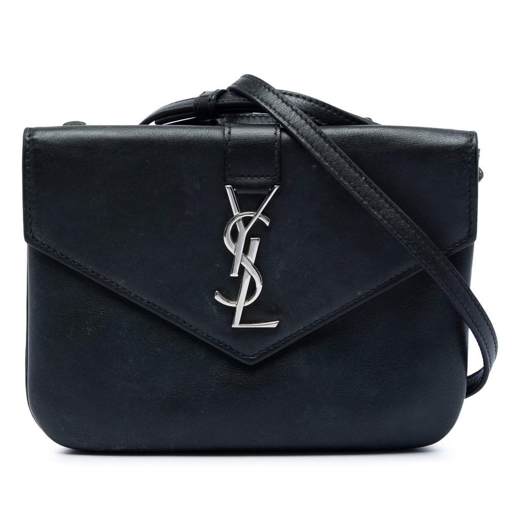 Saint Laurent Calfskin Monogram Tri Pocket Crossbody Black Leather Very good condition - Front View