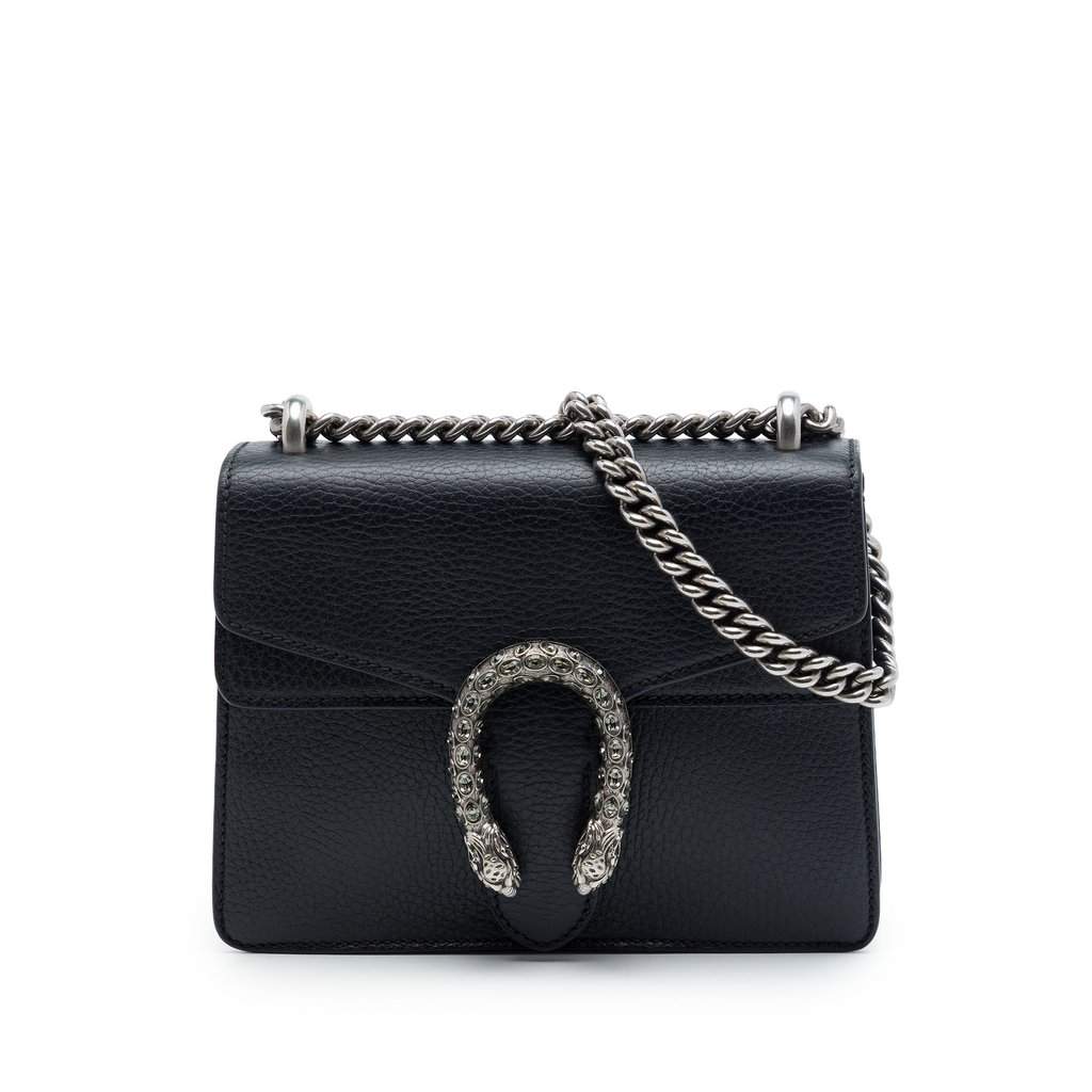 Gucci Small Calfskin Dionysus Crossbody Black Leather Very good - Front View