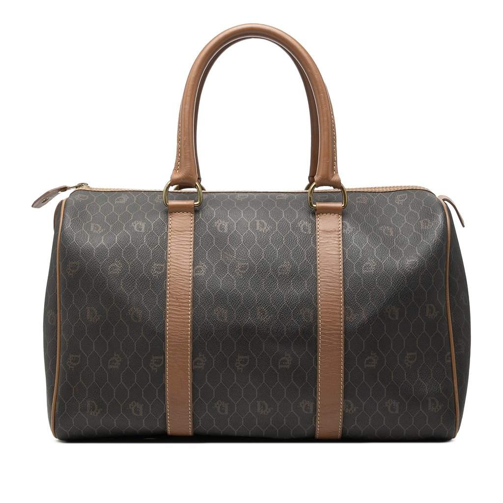 Dior Honeycomb Coated Canvas Boston Bag Black Good - Front View