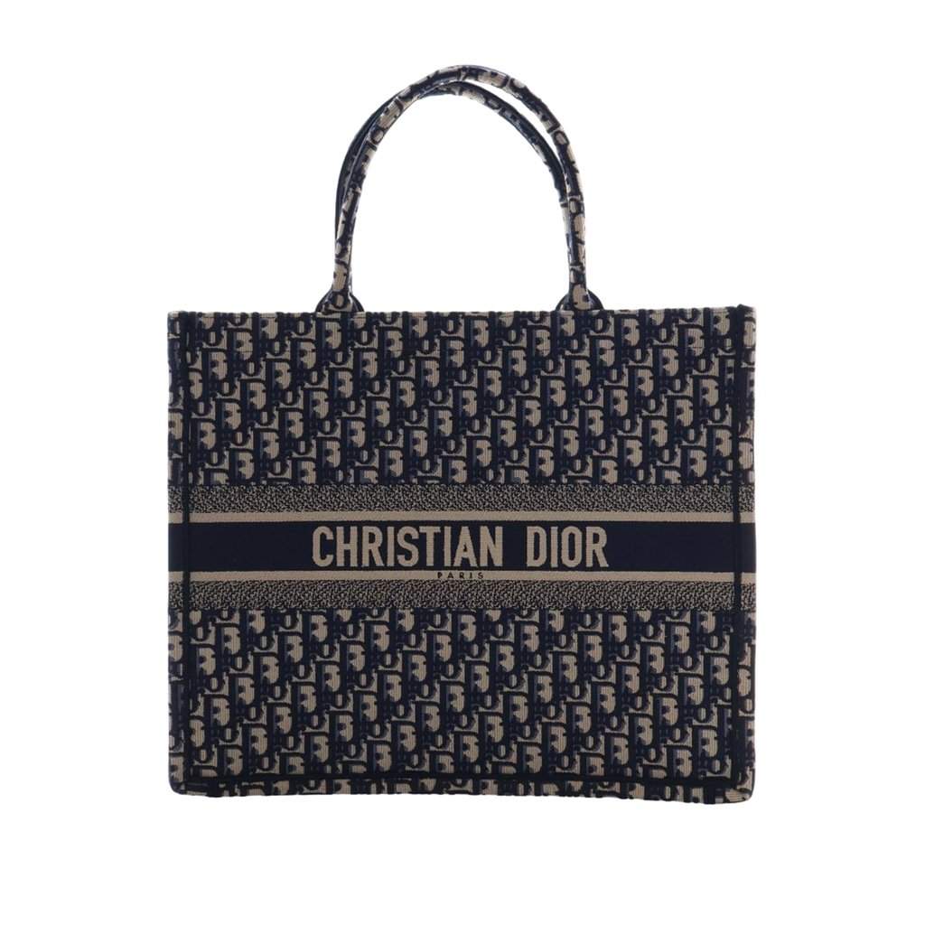 Dior Large Oblique Embroidered Canvas Book Tote Blue Very good condition - Front View