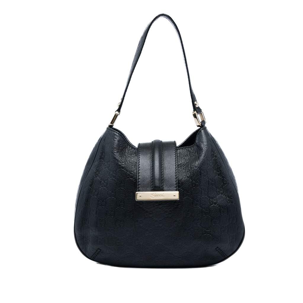 Gucci Medium Guccissima New Ladies Hobo Black Leather Very good - Front View