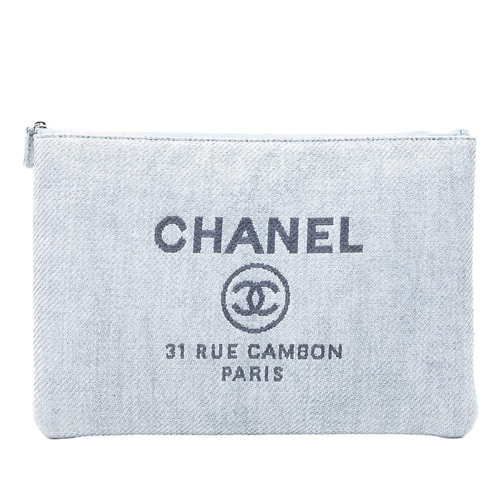 Chanel Large Canvas Deauville O Case Blue Very good condition - Front View