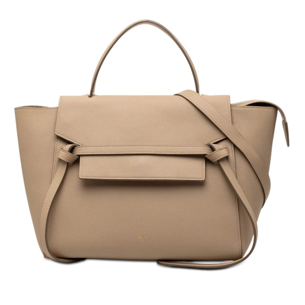 Celine Mini Grained Calfskin Belt Bag Beige Leather Very good condition - Front View