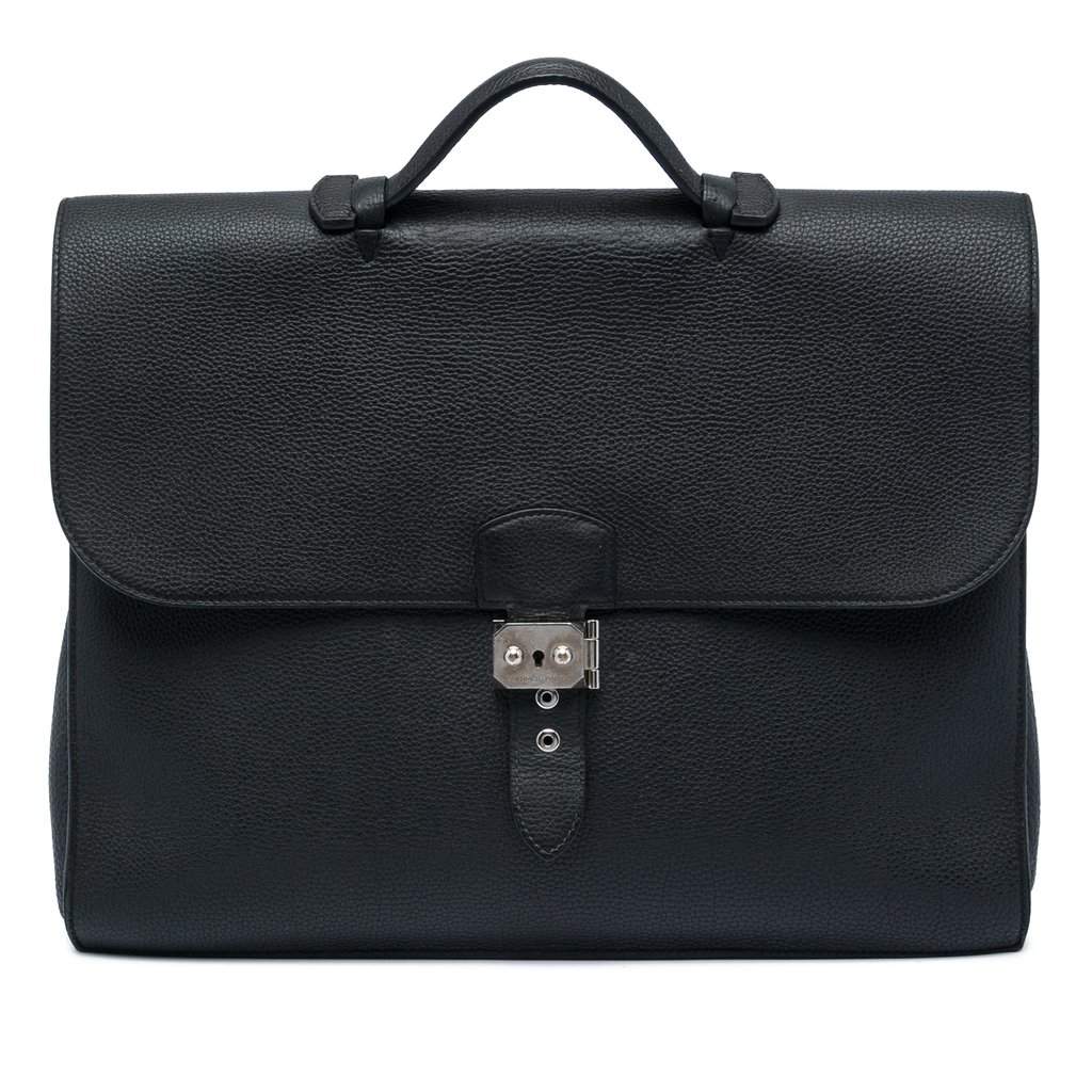 Hermès Togo Sac A Depeches 38 Black Leather Very good - Front View
